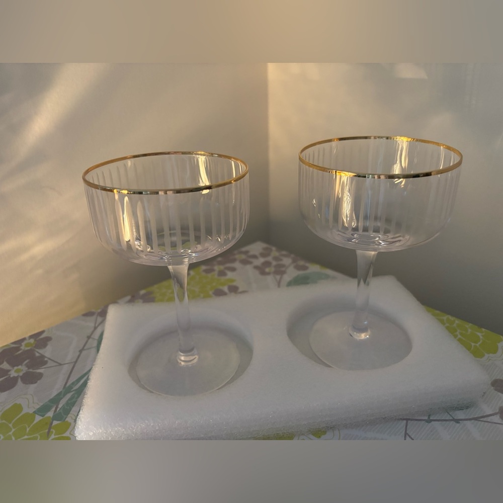 Set of 2 champagne goblet with gold thread FESTIVE